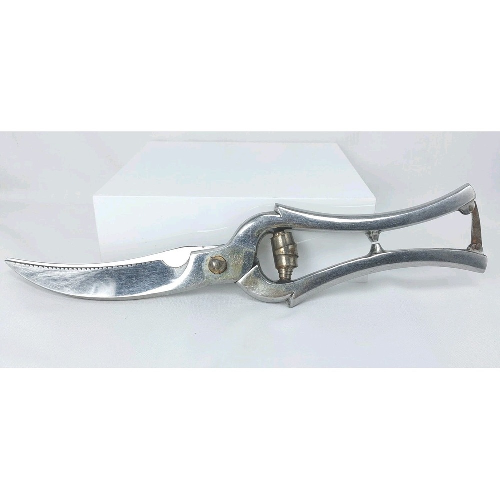 Vintage French POULTRY SCISSORS SHEARS 5"‎ Stainless Steel Spring Loaded